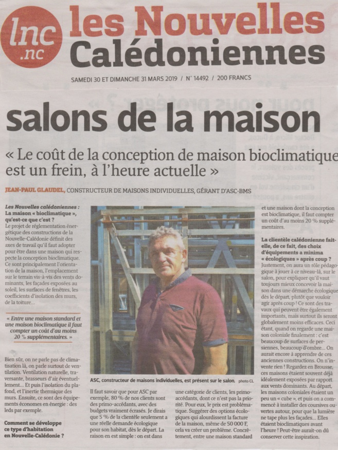 Interview de Jean-Paul Glaudel dans Les Nouvelles à l'occasion du Salon Habitat & Déco