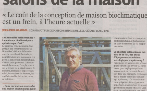 Interview de Jean-Paul GLAUDEL dans Les Nouvelles à l'occasion du Salon Habitat &amp; Déco
